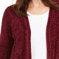 Karen Scott Cardigan Feminino Chenille Frente Aberta Vermelho Tamanho Médio