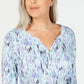 Karen Scott Blusa Henley Feminina Pequena com Estampa Aquarela Azul Escuro Tamanho P