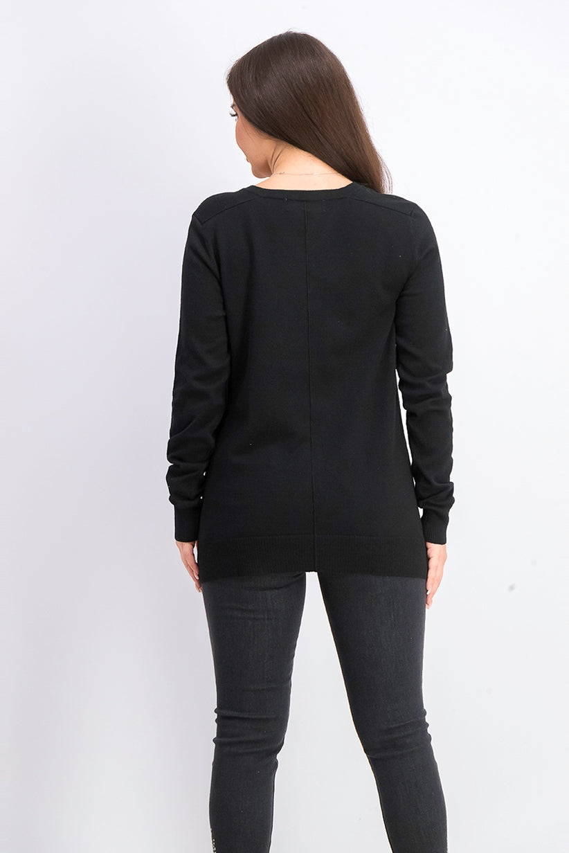 Karen Scott Suéter Feminino Gola V Preto Tamanho P