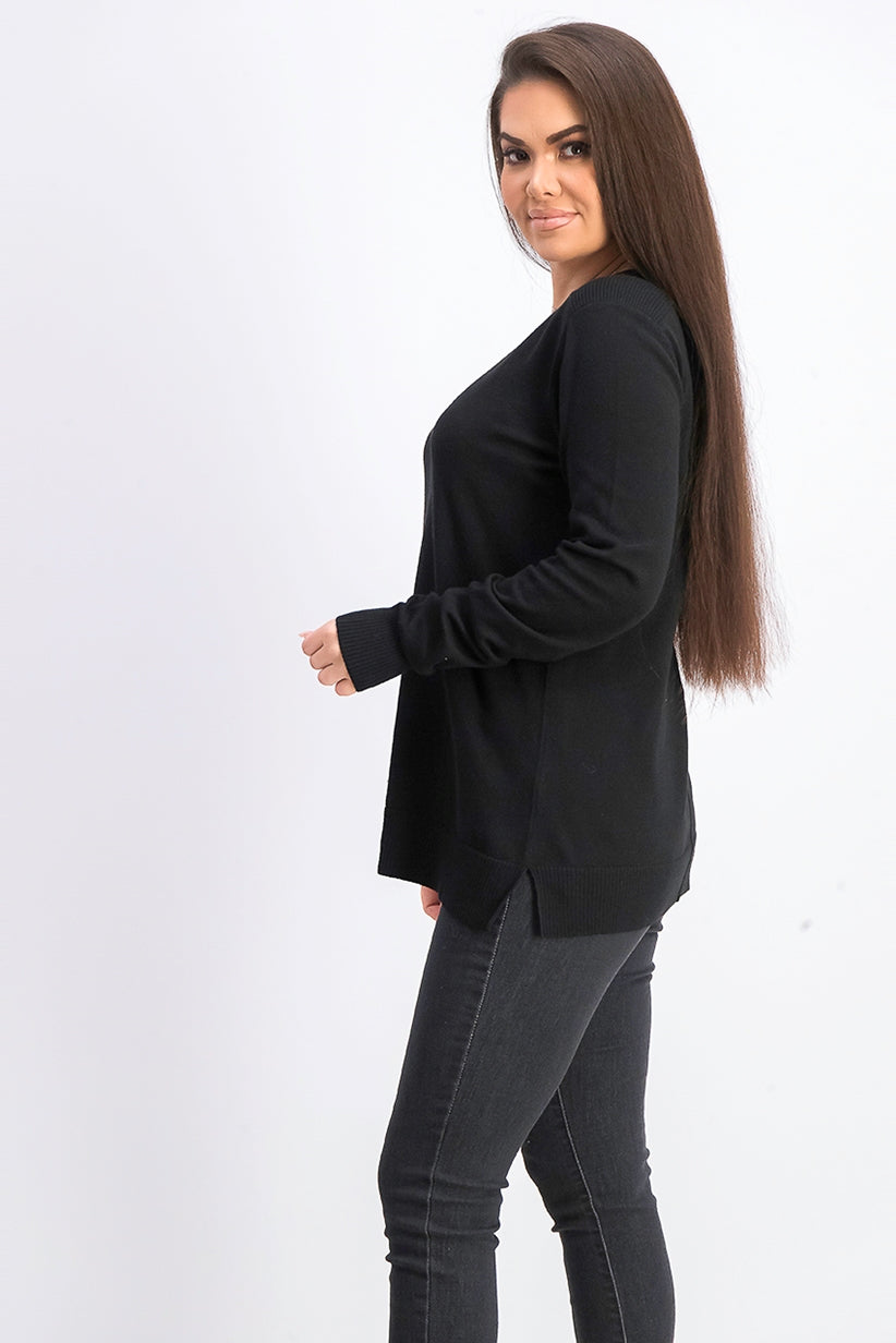 Karen Scott Suéter Feminino Gola V Preto Tamanho P