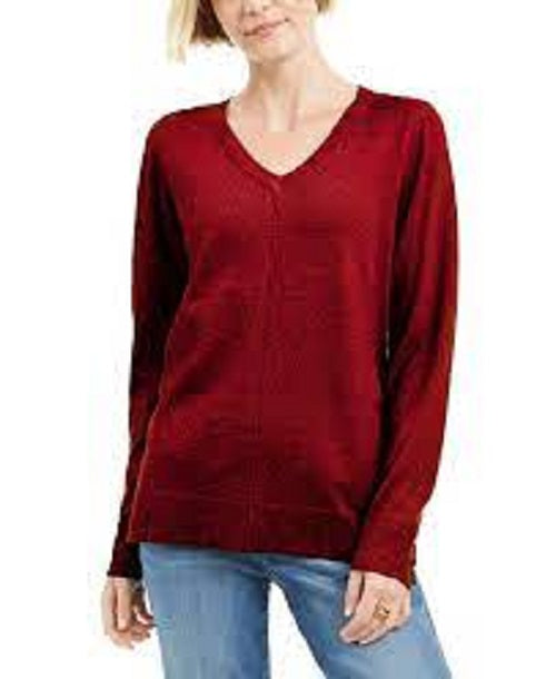 Karen Scott Suéter Feminino Gola V Vermelho Tamanho P