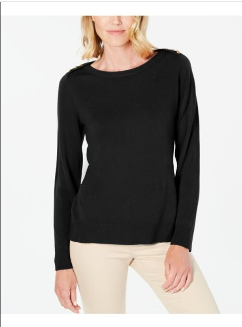 Karen Scott Suéter Feminino Gola Redonda Manga Longa Preto Tamanho P