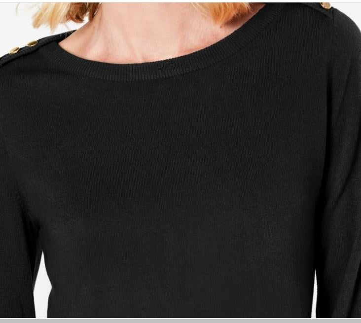 Karen Scott Suéter Feminino Gola Redonda Manga Longa Preto Tamanho P