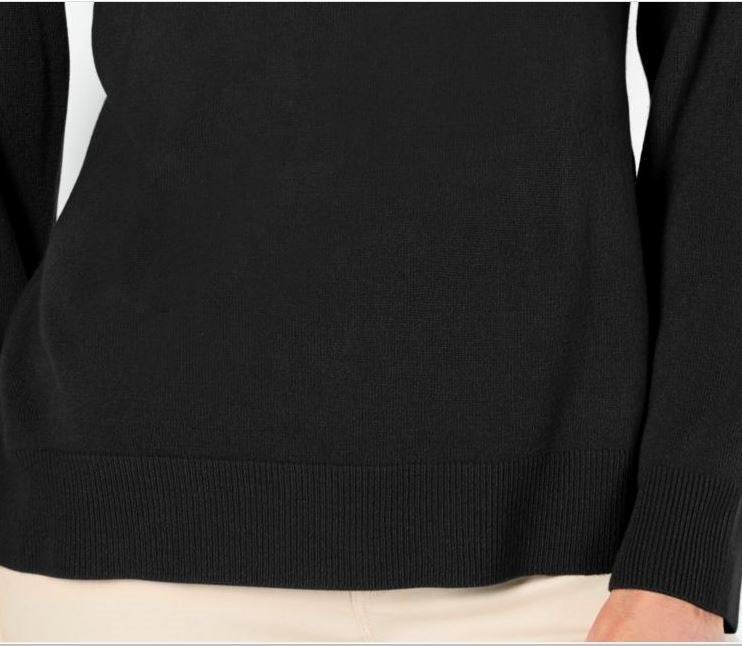 Karen Scott Suéter Feminino Gola Redonda Manga Longa Preto Tamanho P