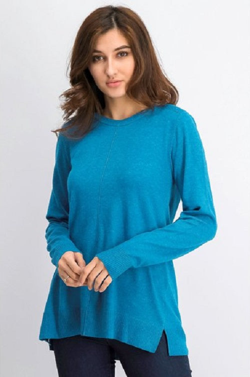 Karen Scott Suéter Feminino Gola Redonda Manga Longa Azul Tamanho Grande