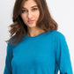 Karen Scott Suéter Feminino Gola Redonda Manga Longa Azul Tamanho Grande