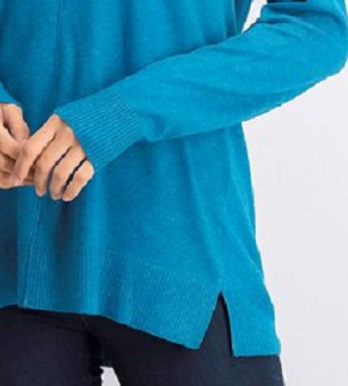 Karen Scott Suéter Feminino Gola Redonda Manga Longa Azul Tamanho Grande