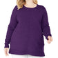 Karen Scott Suéter feminino plus size com decote redondo e costura, roxo, tamanho 3X