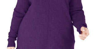 Karen Scott Suéter feminino plus size com decote redondo e costura, roxo, tamanho 3X