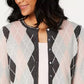 Cardigan feminino de malha argyle Charter Club cinza escuro tamanho pequeno