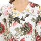 Charter Club Feminino Estampado Garden Gola V Top Branco Tamanho P