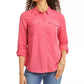 Camisa feminina Charter Club com dois bolsos, rosa escuro, tamanho XX-G