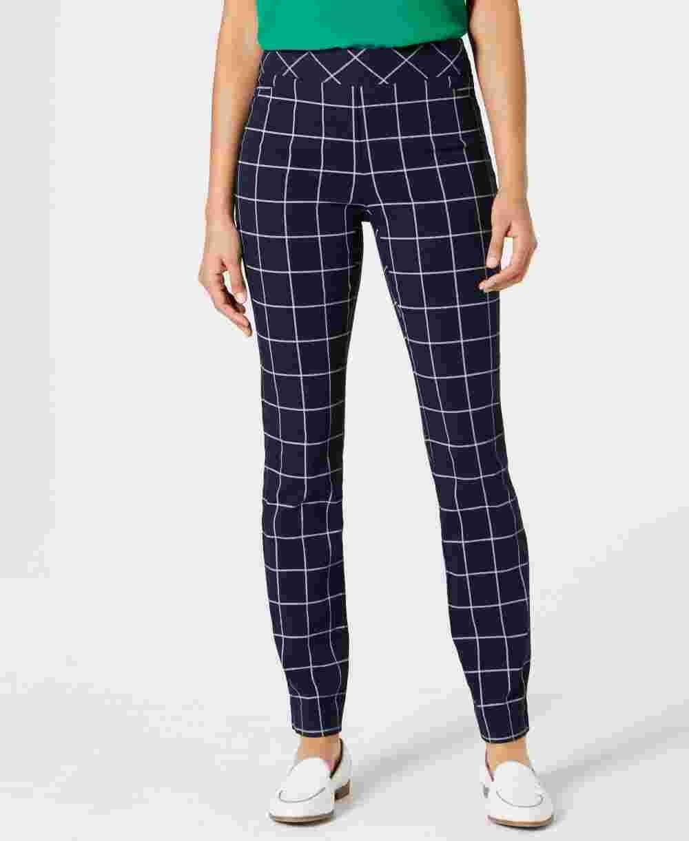 Calça feminina Charter Club Windowpane azul tamanho 10