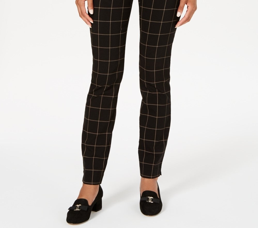 Calças femininas Charter Club Windowpane, tamanho 6, carvão