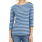 Blusa feminina Charter Club de manga comprida mesclada, azul, tamanho grande