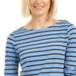 Blusa feminina Charter Club de manga comprida mesclada, azul, tamanho grande