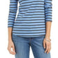 Blusa feminina Charter Club de manga comprida mesclada, azul, tamanho grande