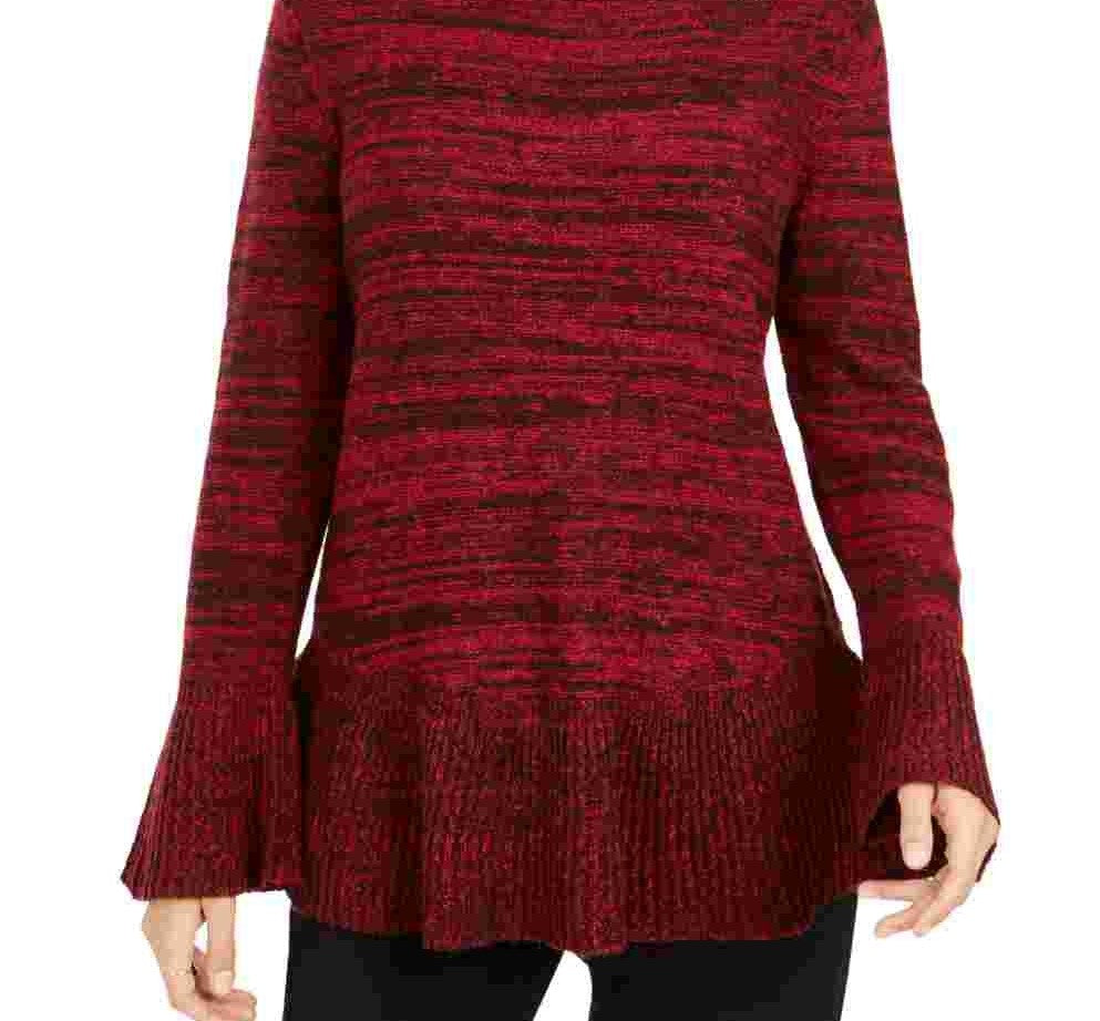 Suéter de malha mesclado com manga sino feminino Style &amp; Co, vermelho, tamanho XX-G