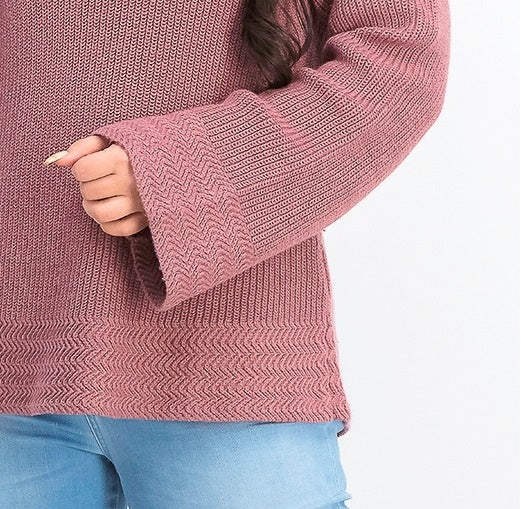 Suéter pulôver feminino estilo &amp; co, malha quadrada, roxo, tamanho grande