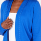 Karen Scott Cardigan Feminino Petite Algodão com Tachas Azul Tamanho Petite Pequeno