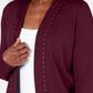 Karen Scott Cardigan Feminino de Algodão com Tachas Vermelho Tamanho Pequeno-Médio