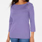 Karen Scott Blusa feminina de algodão com gola xale e botões, roxa, tamanho grande