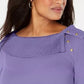 Karen Scott Blusa feminina de algodão com gola xale e botões, roxa, tamanho grande