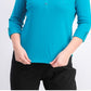 Camisa polo feminina Karen Scott manga 3/4 azul tamanho pequeno extragrande