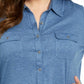 Karen Scott Blusa feminina com gola e botões na frente, azul, tamanho 1X