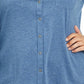 Karen Scott Blusa feminina com gola e botões na frente, azul, tamanho 1X