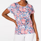Blusa feminina Ideology com estampa de flores de parede e decote em V, rosa, tamanho X-S