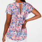 Blusa feminina Ideology com estampa de flores de parede e decote em V, rosa, tamanho X-S