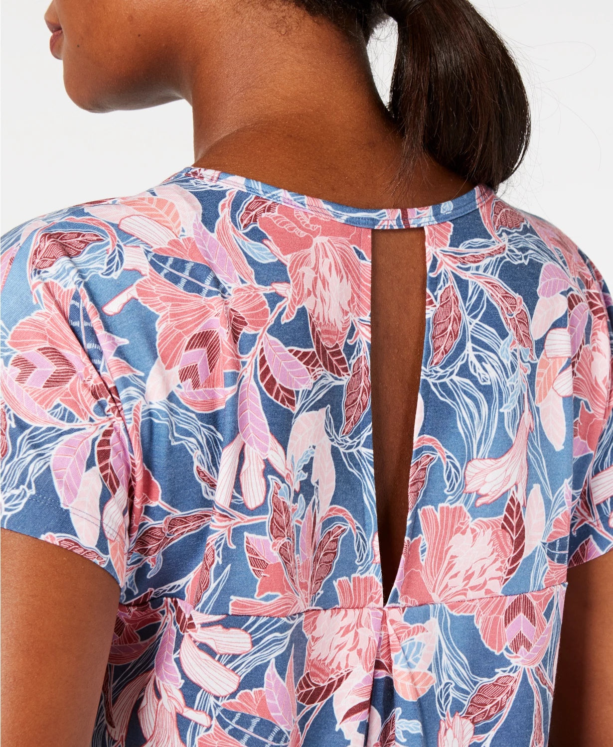 Blusa feminina Ideology com estampa de flores de parede e decote em V, rosa, tamanho X-S