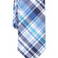 Gravata Skinny Xadrez Owens Masculina Bar III Azul Escuro Tamanho Regular