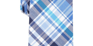 Gravata Skinny Xadrez Owens Masculina Bar III Azul Escuro Tamanho Regular