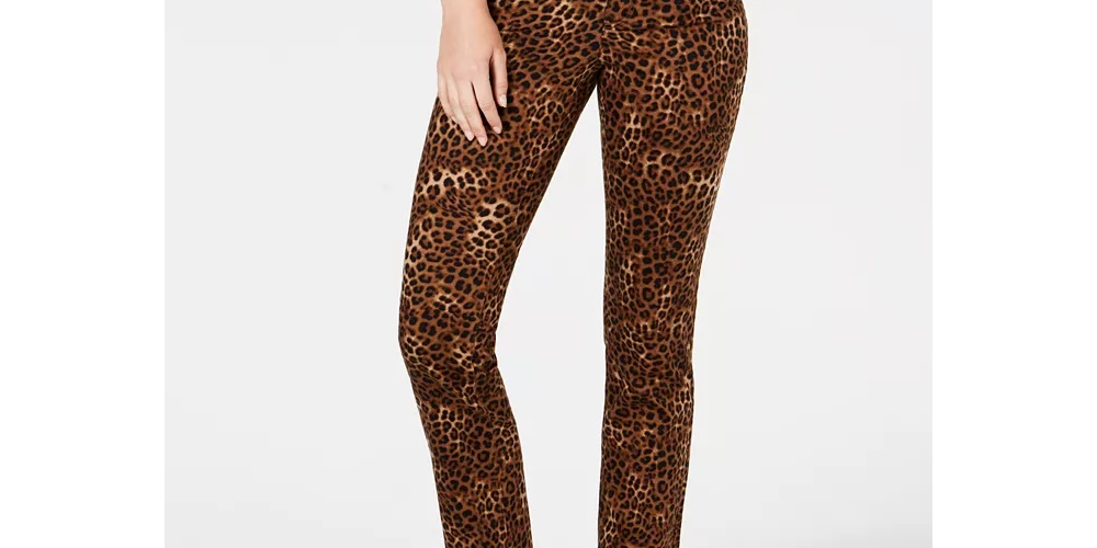 Calça jeans feminina Lexington reta estampada Charter Club, marrom, tamanho 4, pequena