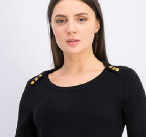 Karen Scott Suéter Feminino com Botões nos Ombros Preto Tamanho X-G