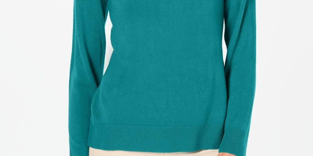 Karen Scott Suéter feminino pequeno com botões e ombros de fora, azul-petróleo, tamanho pequeno