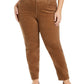 Calça jeans feminina Charter Club Lexington Tummy Control de veludo cotelê marrom, tamanho 22W