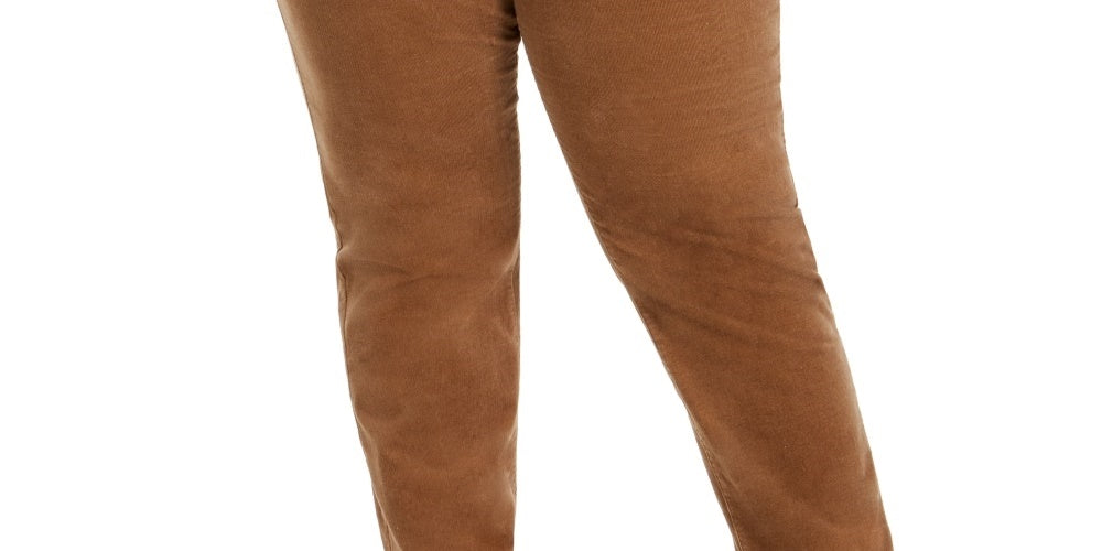 Calça jeans feminina Charter Club Lexington Tummy Control de veludo cotelê marrom, tamanho 22W