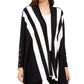 Cardigan feminino Alfani listrado com frente aberta, preto, tamanho pequeno, pequeno/médio