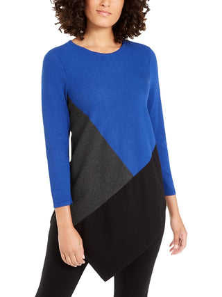 Suéter Alfani Feminino Assimétrico Colorblock Azul Tamanho X-G
