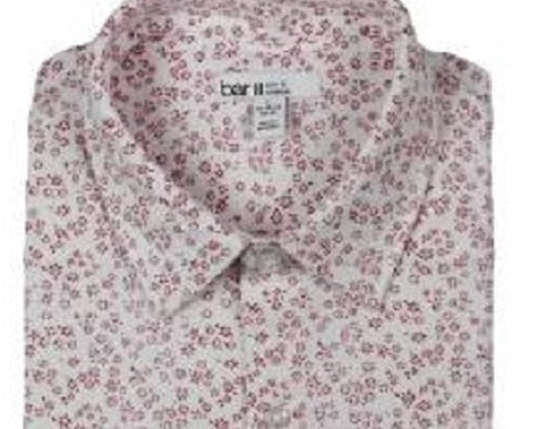 Camisa masculina de malha estampada Bar III com botões, tamanho natural, regular