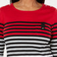 Blusa listrada com blocos de cores Karen Scott feminina, vermelha, tamanho pequeno e pequeno