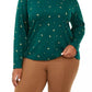 Karen Scott Blusa Plus Size Feminina com Estampa de Árvore e Gola Reta Verde Brilhante Tamanho 0X