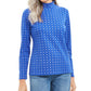 Karen Scott Blusa Feminina Petite Snowflake com Estampa de Bolinhas e Gola Moletom Azul Tamanho Pequeno Grande