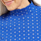 Karen Scott Blusa Feminina Petite Snowflake com Estampa de Bolinhas e Gola Moletom Azul Tamanho Pequeno Grande