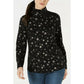 Karen Scott Blusa Feminina Snowy Glory Gola Falsa Preta Tamanho Médio