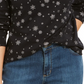 Karen Scott Blusa Feminina Snowy Glory Gola Falsa Preta Tamanho Pequeno-Médio