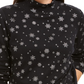 Karen Scott Blusa Feminina Snowy Glory Gola Falsa Preta Tamanho Pequeno-Médio